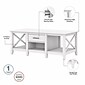 Bush Furniture Key West Manufactured Wood Console TV Stand, Screens up to 65", Pure White Oak (KWS025WT)