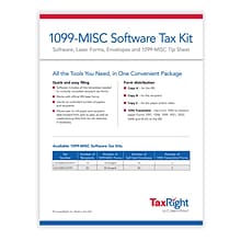 ComplyRight TaxRight 2023 1099-MISC Tax Form Kit with eFile Software & Envelopes, 4-Part, 50/Pack (S
