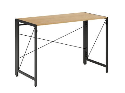 Space Solutions 43W Folding Home Office Desk, Black/Teak (24969)