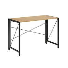 Space Solutions 43W Folding Home Office Desk, Black/Teak (24969)