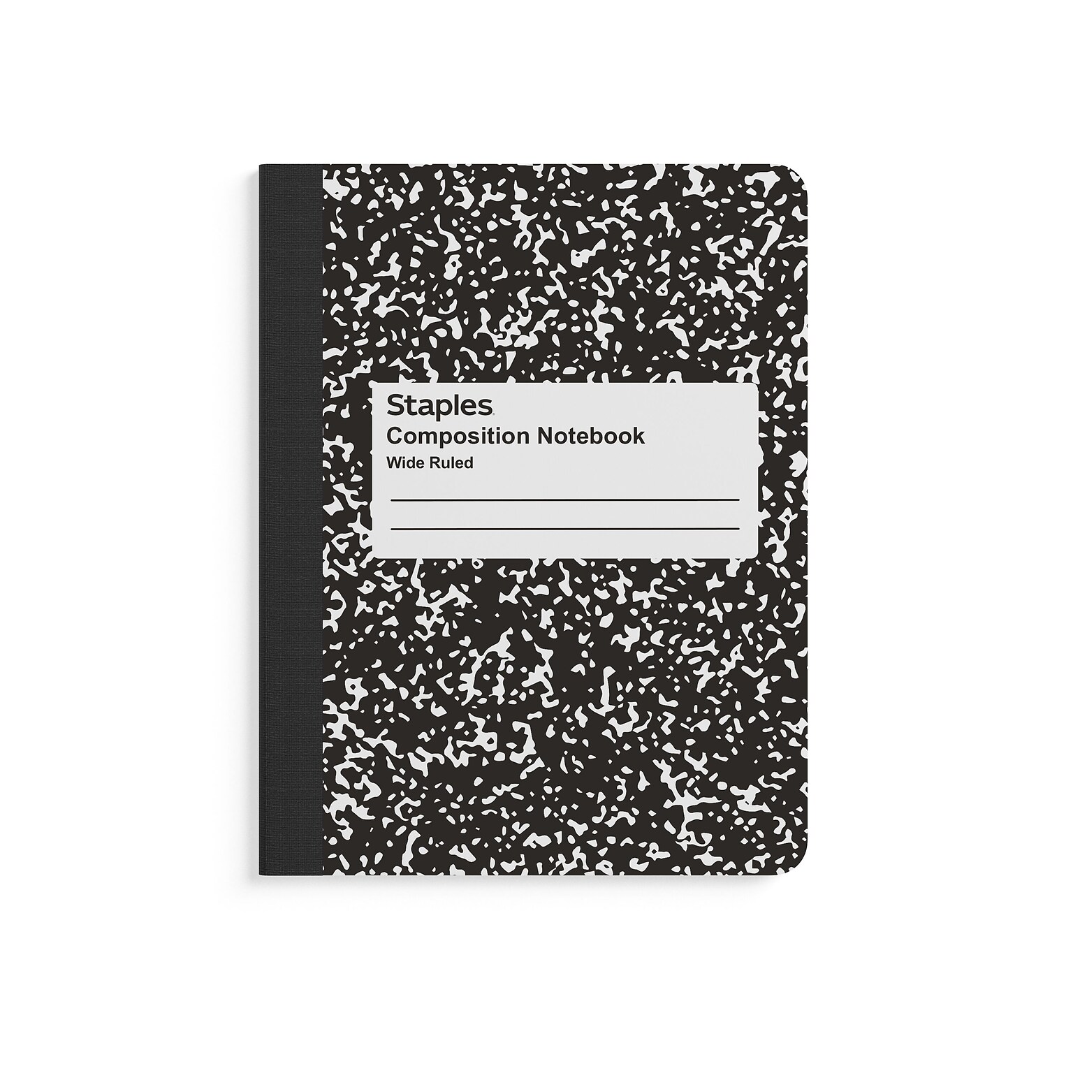 Staples® Composition Notebooks, 7.5 x 9.75, Wide Ruled, 100 Sheets, Black/White Marble, 4/Pack (ST58369)