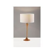 Adesso Rebecca Incandescent/LED Table Lamp, Natural Rubberwood/White (1600-12)