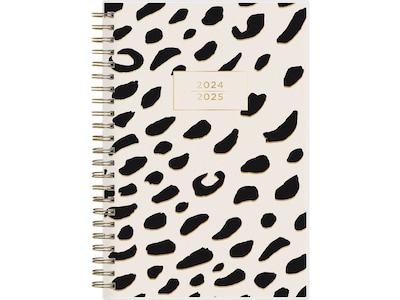 2024-2025 Blue Sky Leopard Black 5 x 8 Academic Weekly & Monthly Planner, Plastic Cover, Black/Whi