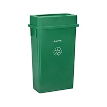 Alpine Industries Polypropylene Commercial Indoor Recycling Bin with Drop Slot Lid and Dolly, 23-Gal