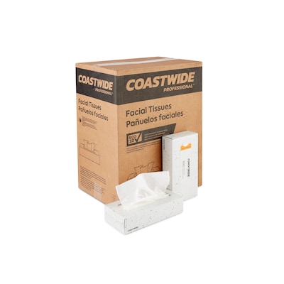 Coastwide Professional™ Recycled Facial Tissue, 2-Ply, 100 Sheets/Box, 30 Boxes/Carton (CW57776)