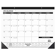 2024-2025 AT-A-GLANCE 21.75 x 17 Academic Monthly Desk Pad Calendar, White/Black (SK2416-00-25)