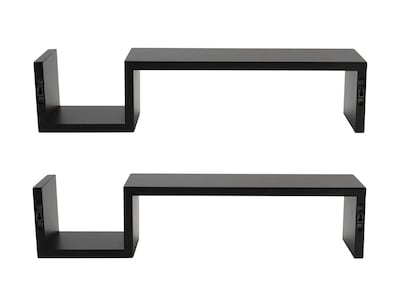 V-Light Wall-Mounted Shelf, 21.5", Black, 2/Pack (VW161008B)