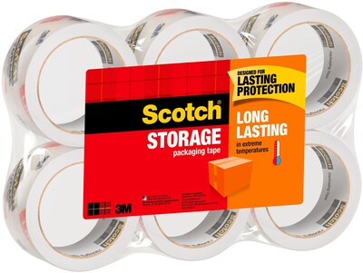 Scotch Long Lasting Storage Packing Tape, 1.88" x 54.6 yds., Clear, 6/Pack (3650-6)