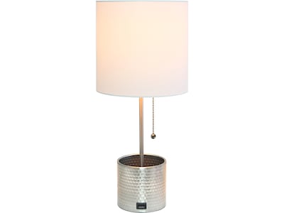 Simple Designs Table Lamp, Brushed Nickel/White (LT1085-BSN)