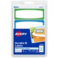 Avery Water-Resistant Laser/Inkjet ID Labels, 1-1/4 x 3-1/2, Assorted Border Colors, 4 Labels/Shee