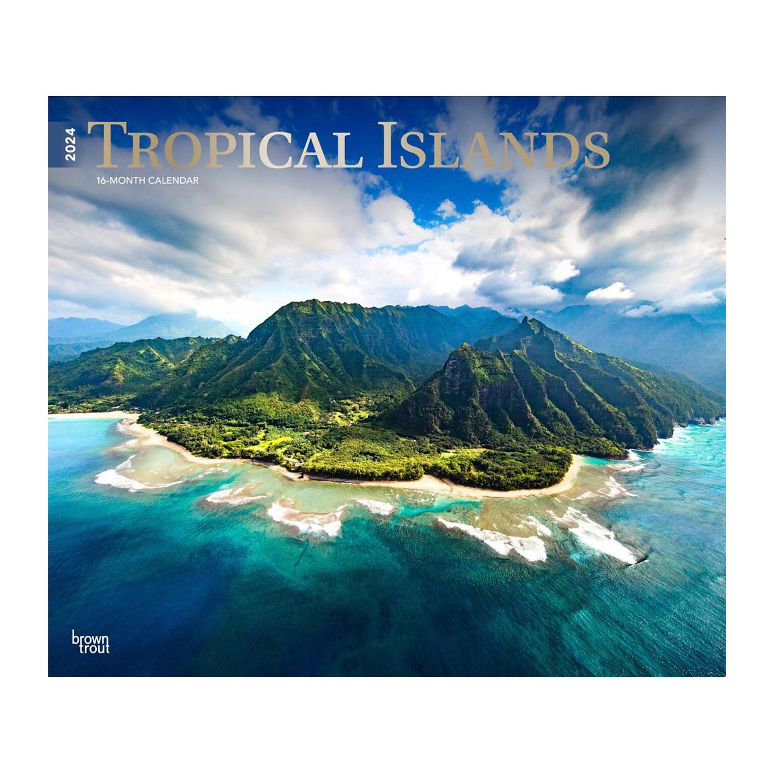 2024 BrownTrout Tropical Islands 14 x 12 Monthly Wall Calendar (9781975468682)