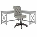 Bush Furniture Key West 60 L-Shaped Desk with Mid-Back Tufted Office Chair, Cape Cod Gray (KWS045CG