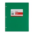 Staples 3-Hole Punched 2-Pocket Plastic Portfolio Folder, Green (ST52806-CC)