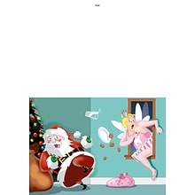 Santa startled from tooth fairy thru window - 7 x 10 scored for folding to 7 x 5, 25 cards w/A7 enve