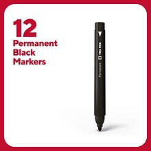 TRU RED™ Pen Permanent Markers, Fine Tip, Black, 12/Pack (TR54533-CC)