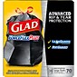 Glad ForceFlexPlus 30 Gallon Trash Bag, 5.31" x 10.06", Low Density, 0.90 mil, Black, 70/Box (70358)