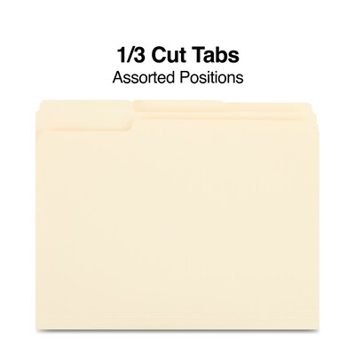 Staples® File Folders, 1/3 Cut Tab, Letter Size, Manila, 100/Box (TR246850)