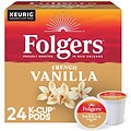 Folgers French Vanilla Coffee, Medium Roast, 0.31 oz. Keurig® K-Cup® Pods, 24/Box (6661)