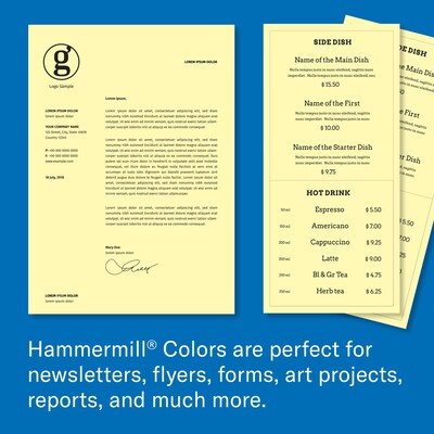 Hammermill Colors Multipurpose Paper, 20 lbs., 8.5" x 14", Canary, 500 Sheets/Ream (103358)