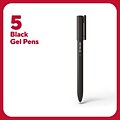TRU RED™ Quick Dry Gel Pens, Medium Point, 0.7mm, Black, 5/Pack (TR54476)