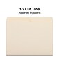 Quill Brand® File Folders, 1/2-Cut Assorted, Letter Size, Manila, 100/Box (740135)