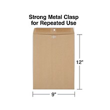Staples® Clasp & Moistenable Glue #10 Catalog Envelope, 9 x 12, Natural Brown, 100/Box (ST19964-CC
