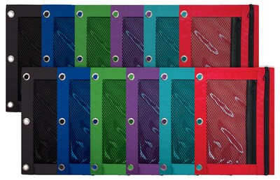 Better Office Zipper Pencil Pouch, Assorted Colors, 12/Pack (80712)