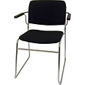 MLP Sled-Base Stack Chair with Arms; Black Fabric, Chrome Frame