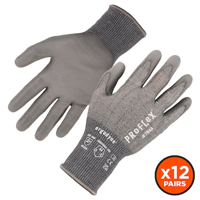 Ergodyne ProFlex 7044 PU Coated Cut-Resistant Gloves, ANSI A4, Gray, XL, 12 Pair (10485)