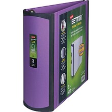 Staples® Better 3 3 Ring View Binder with D-Rings, Purple (20246)