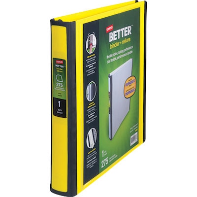Staples® Better 1 3 Ring View Binder with D-Rings, Yellow (19064)