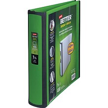Staples® Better 1-1/2 3 Ring View Binder with D-Rings, Green (19059)