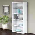 Bush Business Furniture Studio C 72.8H 5-Shelf Bookcase with Adjustable Shelves, White Laminated Wo