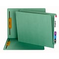 Smead 100% Recycled End Tab Fastener File Folder, Reinforced Straight-Cut Tab, 2 Fasteners, Green (34172)