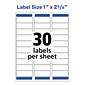 Avery Easy Peel Laser Address Labels, 1" x 2-5/8", White, 30 Labels/Sheet, 100 Sheets/Box   (5160)
