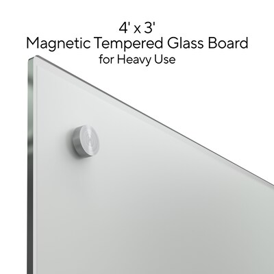 TRU RED™ Magnetic Tempered Glass Dry Erase Board, White, 4' x 3' (TR61196)