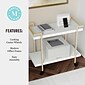 Martha Stewart Liam 2-Shelf Engineered Wood Mobile Office Storage and Printer Cart with Locking Wheels, White (NANJH17107WHGLD)