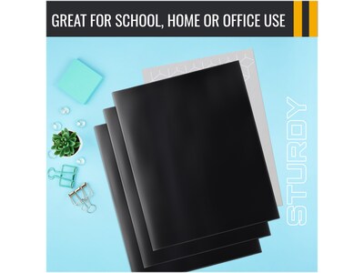 Better Office Glossy 2-Pocket Portfolio Folder, Black, 25/Pack (80181-25PK)