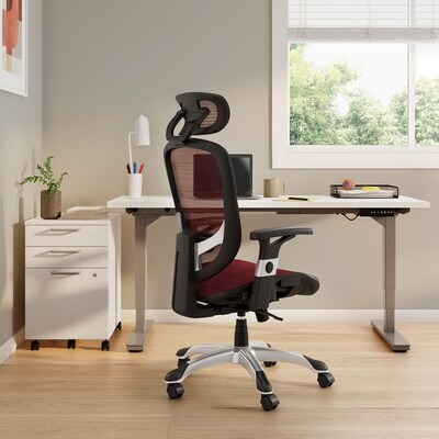 Quill Brand® Hyken Mesh Computer and Desk Chair, Red (50218)