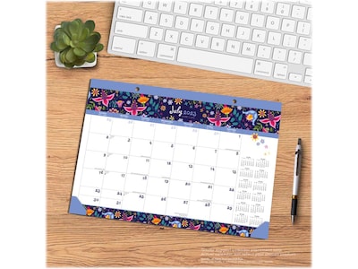2023-2024 Plato Floral Splendor 15.5" x 11" Academic & Calendar Monthly Desk Pad Calendar (9781975471965)