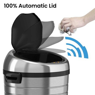 iTouchless Stainless Steel Round Sensor Trash Can with AbsorbX Odor Control System and Wheels, 23 Gal., Silver (IT23RC)