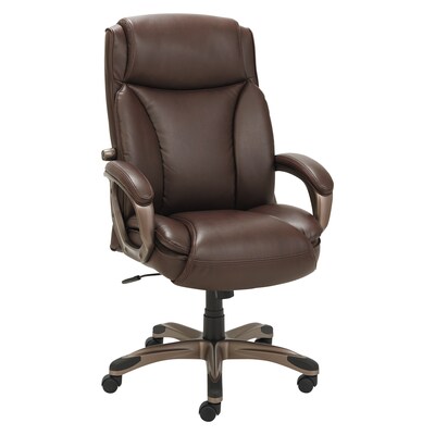 Alera Veon Series Fixed Arm Ergonomic Leather Executive Chair, Brown (ALEVN4159)
