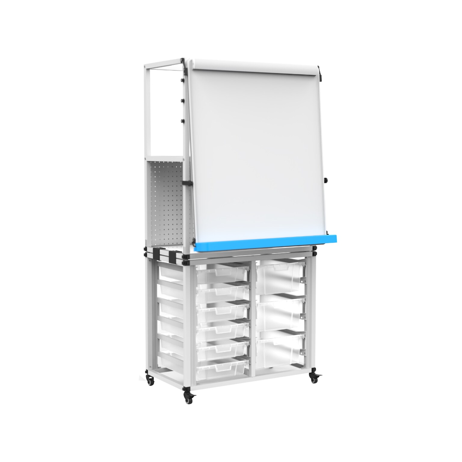 Luxor Dry-Erase Mobile Modular Teacher Whiteboard with Storage, Steel Frame, 36 x 32 (MBSRWSTN)