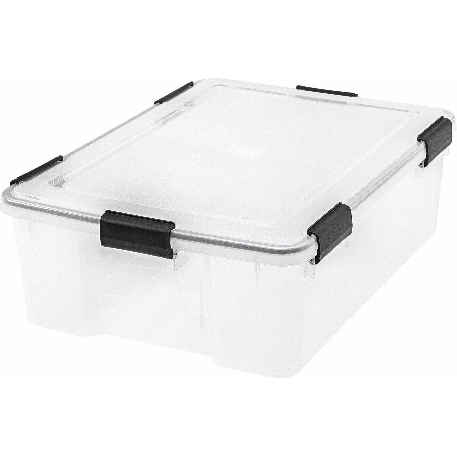 Iris WeatherPro Stackable Polypropylene Storage Box, 7.88 x 23.6 x 17.75, 41 Qt., Clear, 4/Pack (110500)