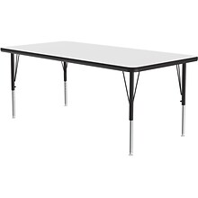 Correll Rectangular Activity Table, 60 x 30, Height-Adjustable, Frosty White/Black (A3060DE-REC-80