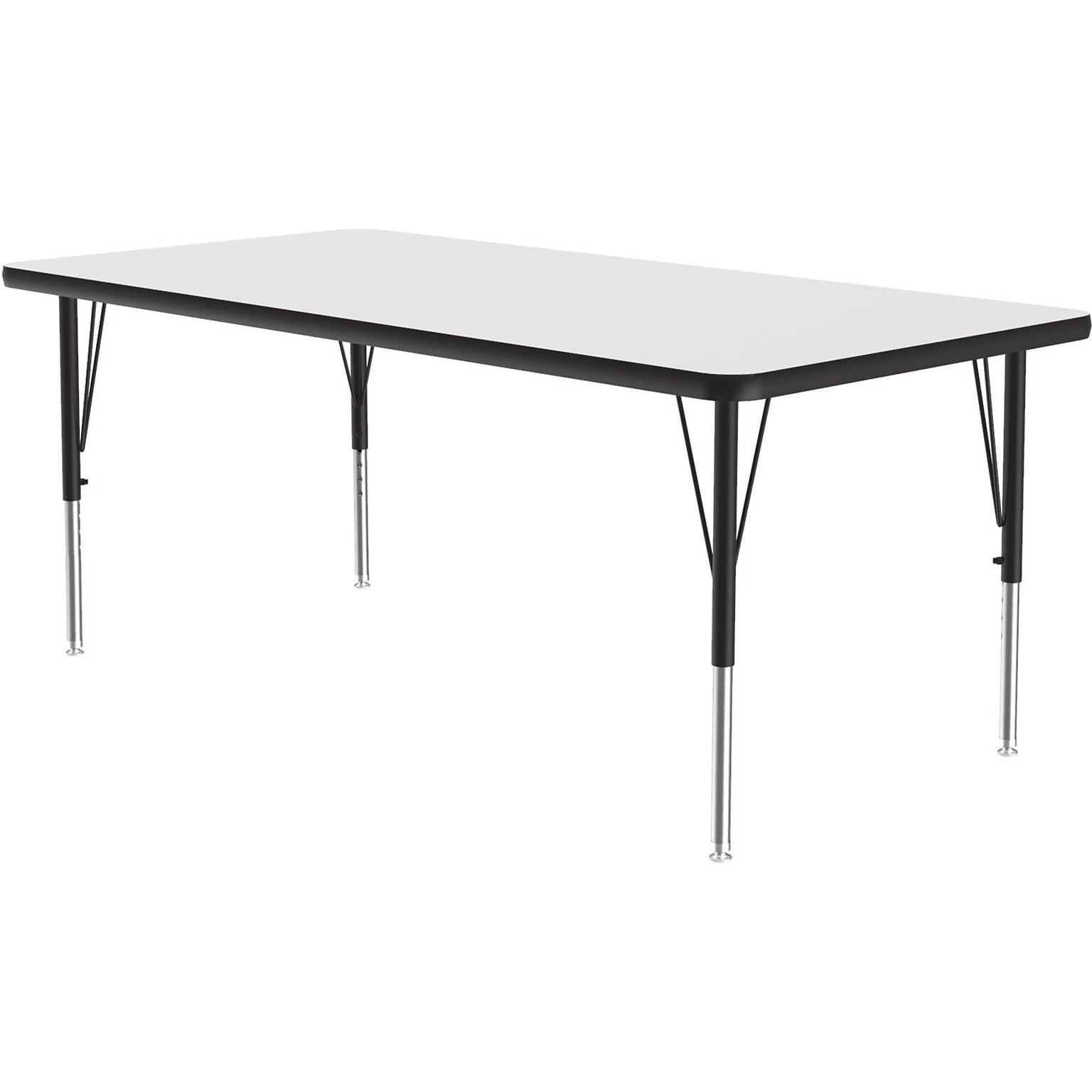 Correll Rectangular Activity Table, 60 x 30, Height-Adjustable, Frosty White/Black (A3060DE-REC-80)