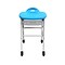 Luxor Plastic/Steel Adjustable-Height Classroom Stool with Wheels and Storage, Blue/White (MBS-STOOL
