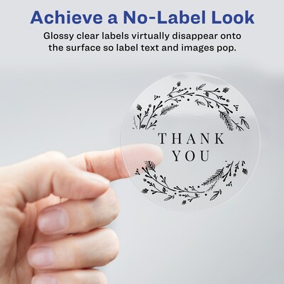 Avery Print-to-the-Edge Laser/Inkjet Labels, 2 Diameter, Glossy Clear, 12 Labels/Sheet, 10 Sheets/P