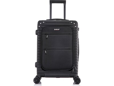 DUKAP Tour 23.5 Hardside Carry-On Suitcase, 4-Wheeled Spinner, TSA Checkpoint Friendly, Black (DKTO