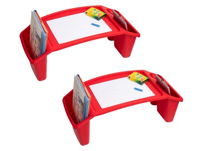 Mind Reader Sprout Collection 22.25" x 10.75" Plastic Kids' Lap Desk, Red, 2/Pack (2KIDLAP-RED)
